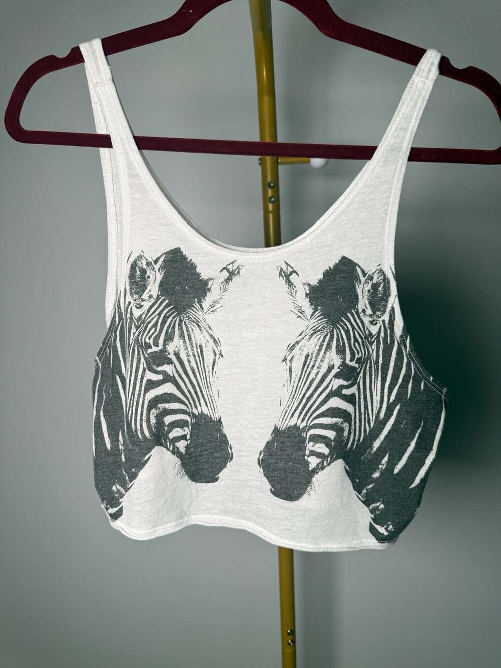 Tokyo Darling Zebra Print Graphic Crop Tank Top